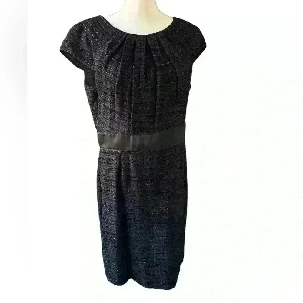 Armani Collezioni black sparkle fully lined dress size 50 with cap sleeves
